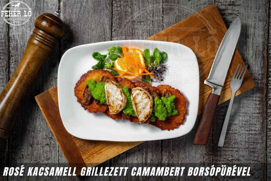 Rosé kacsamell grillezett camamberttel borsópüréjével